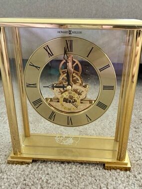 Howard Miller Disney Mickey Mouse Skeleton Mantel Clock Gold Brass 645-622